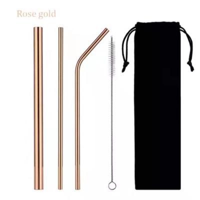 China 18 8 Sustainable Reusable Stainless Steel Metal Straw Custom Brush Drinking Straw Brush Straws for sale