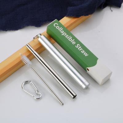 China Viable Portable Stainless Steel Straw Collapsible Telescopic Folding Brush for sale