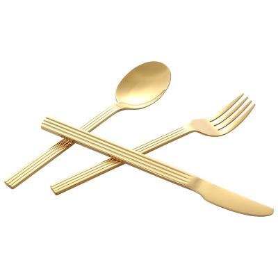 China Sustainable 18/10 Gold Plated Black Color Silverware Stainless Steel Flatware Set for sale