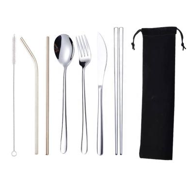 China Viable Foldable Stainless Steel Stainless Steel Spoon Fork Chopsticks Kits Foldable Cutlery Set Chopsticks for sale