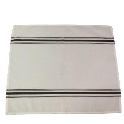 China Easy To Wash And Good Quality Good Color Fastness MJS Spun Polyester Bistros Striped Napkins With Black Stripes for sale