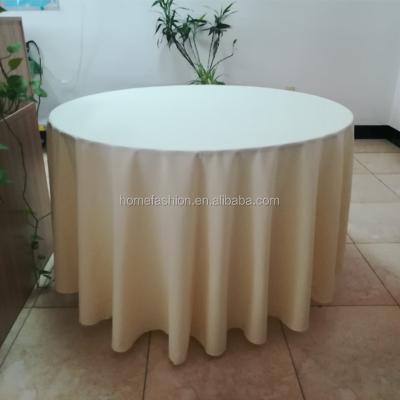 China Easy to wash and good color fastness high quality 100%MJS spun white polyester, ivory 132 inch round tablecloth for sale