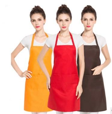 China 100%polyester 100% spun white polyester kitchen apron for sale