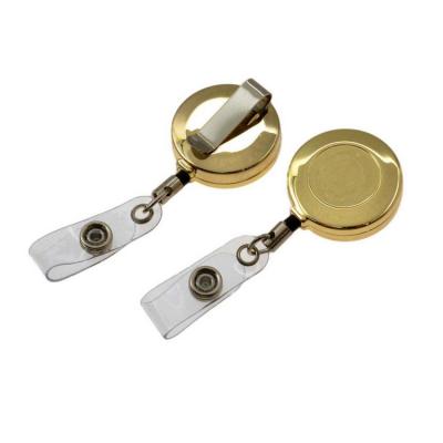 China Retractable Plastic Or Metal ID Holder Gold Badge Reel for sale