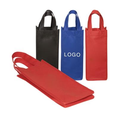 China Handled Customized Simple Non Woven Bottle Wine Tote Bag for sale