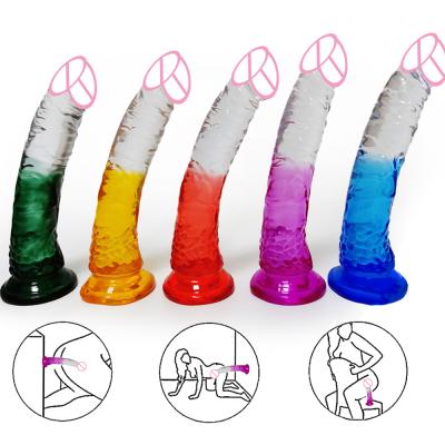 China 2022 Gradient Color Wholesale New Arrival Real Touch Feeling Real Touch Realistic Penis Strip Penis Dildo With Strong Suction Cup Adult Sex Toys For Women for sale