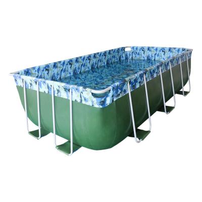 China Customized Swimming Pools China Factory Steel Frame Metal Frame Inflatable Rectangular Pool Large Outdoor Above Ground PVC Pool for sale