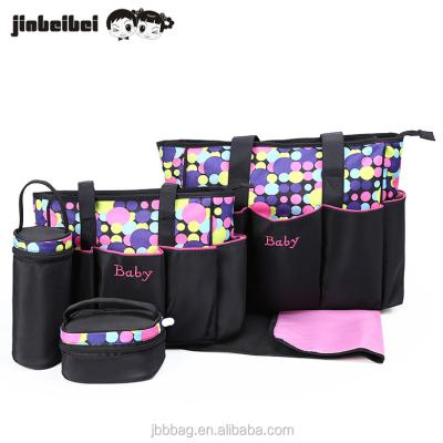 China Baby Changing Diaper Bag Set 5 Pcs Diaper Bag Factory Custom Multifunctional Sale Diaper Bag for sale