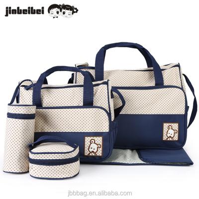 China China Factory 5 Pcs Polyester Baby Diaper Bag Mummy Set Multi Function Maternity Diaper Bag for sale