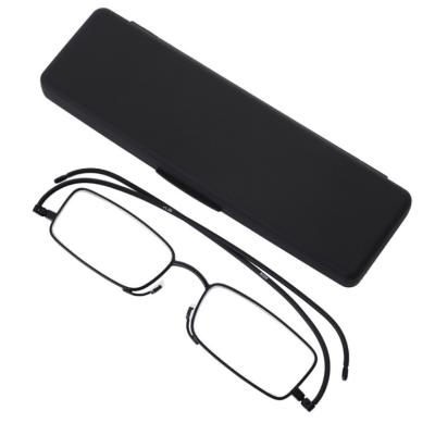 China Current Cheap Reading Glasses Retractable Men Women Wire Glasses Folding Rimless Reading Glasses With Case for sale