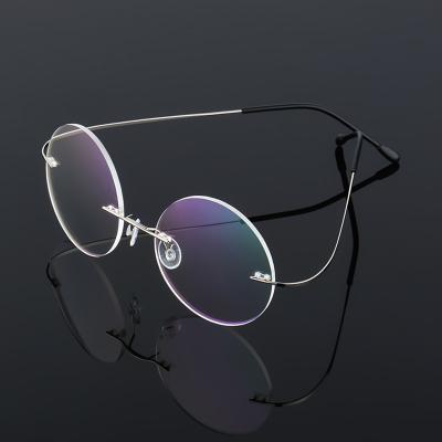 China Titanium Monocle Frames Cheap Fashion Eyewear Around Beta Titanium Oversized Glass Eye Glasses Frames Without Screws/Hinges for sale