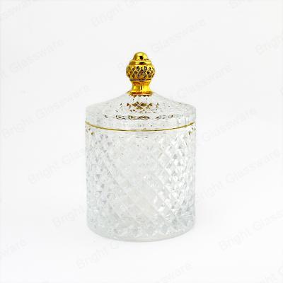 China Luxuy Home Clear Votive Holder Decoration Clear Glass Candle Holder With Lid Wholesale for sale