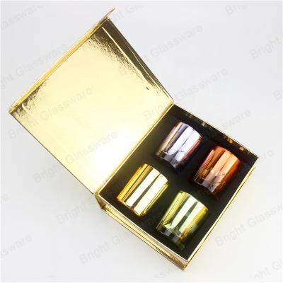 China Weddings One Scented Candle Glass Jar Set With Gift Box 4 Pack Gift Scented Candle Set for sale