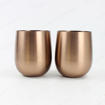 China Home Decoration Luxury Egg Shapes Container Rose Gold Aluminum Candle Jars Metal Candle Jars For Soy Candle for sale