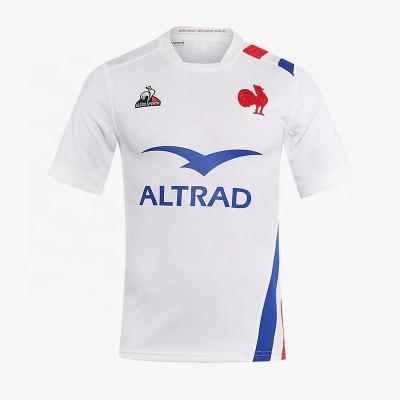 China Antibacterial France Home and Away Rugby Shirt Training Suit Short Sleeve Rugby Top Tank Top for sale