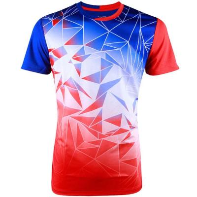 China Custom Moisture Wicking Mens Fitness Running Training Sports Four Needle Six Yarn Badminton Fabrics Breathable Quick Dry Shirt for sale