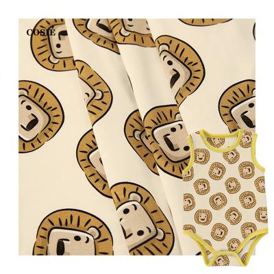 China Sustainable Lion Animal Pattern Cartoon Digital Print Fabric Soft Bamboo Jersey 100%Bamboo Fiber Jersey Knitted Fabric For Baby Clothes for sale