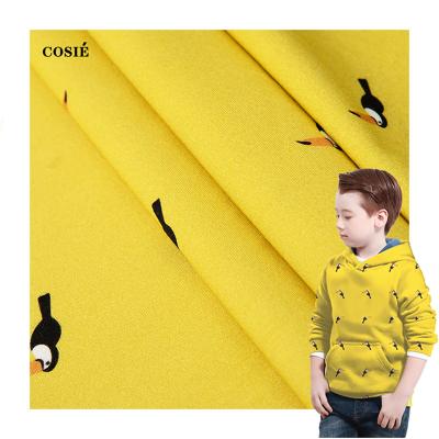 China Viable Digitally Printed Exotic Rayon Cotton Terry Knitted Fabric French Designer Toucan Bird Print Pattern For Kids Clothing for sale