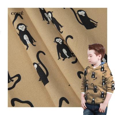 China Viable Cute Monkeys Print Soft Comfy Cotton Fabric Rayon French Terry Jersey Fabric Digital Print Rayon Cotton Knit Fabric for sale