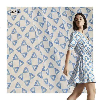 China Digital Ply Fabric Watercolor Pattern Georgette Fabric Print Woven Geometric Blue Fabric Viable High Quality Woven Ply Print Fabric for sale