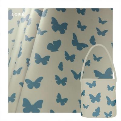 China Waterproof Custom Designer Pattern Butterfly Pattern Digital Printing Synthetic Leather No Moq Printed Purse Making Accessories Fabric for sale