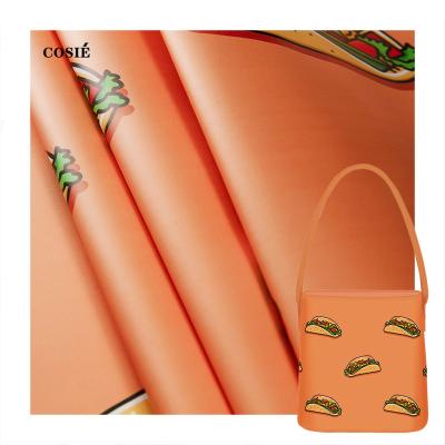 China High Quality Custom Waterproof Digital Printing Leather Bags Heavyweight 595gsm Leather PU Printed Taco Pattern For Shopping Bags for sale