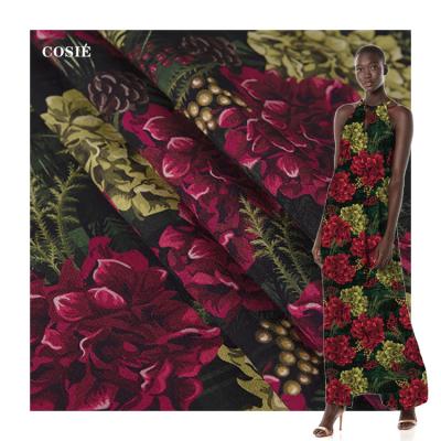 China Light Weight Digital Printn Pattern Rayon Fabric Custom Viable Red Floral 100% Viscose Printed Rayon Dresses Beach For Women for sale