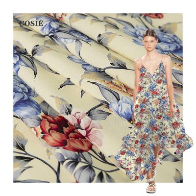 China Viable custom new style multicolor floral pattern on yellow background woven fabric digital printing rayon viscose for dress for sale