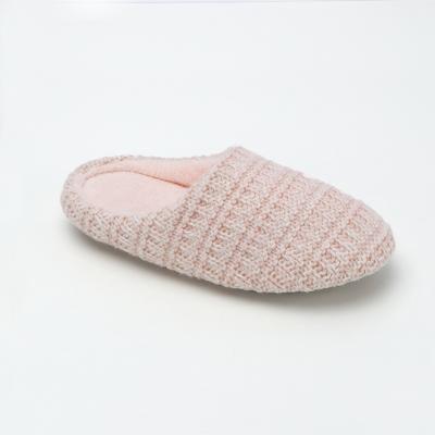 China Warm Memory Foam Indoor Outdoor Lounge Ladies Light Pink Knitted Slippers Home Slippers For Women for sale