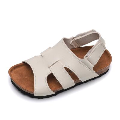 China New Arrival Breathable Children Close Up Sandals Pure Color Leather Soft Breathable Children Beach Sandals for sale