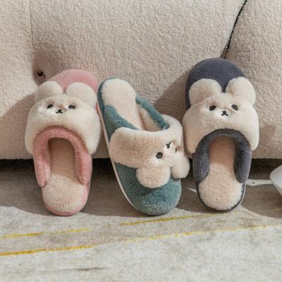 China Lightweight Women's Bear Fluffy House Shoes Winter Non-slip Home Bottom Soft Breathable Cute Lovely Slippers In Stock for sale