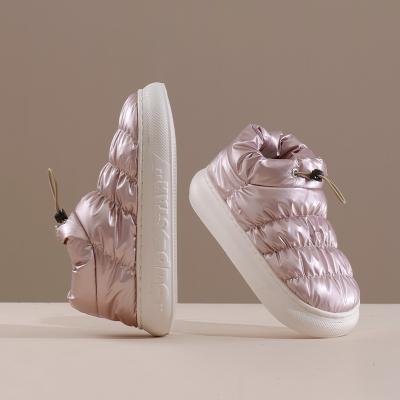 China Winter Thermal Women and Men Keep Warm Fashion Flat Unique Home Shoes Feather Down Comfortable Soft New Design Home Indoor Slippers for sale