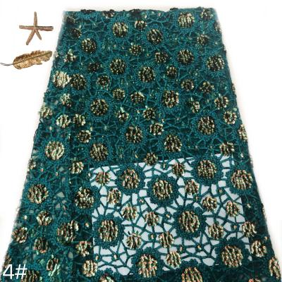 China Lastest American and American fashion dress viable European skirt fabric European style laminated sequin embroidered mesh fabric in stock for sale