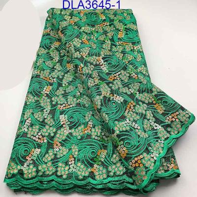 China African Cord Lace Embroidery Design Lastest Organza Lace Fabrics With Sequins for sale