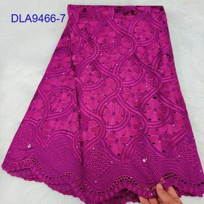 China Viable Good Quality Simple Lilac African Swiss Voile Lace Cotton Factory Price Embroidery African Lace With Holes For Party for sale