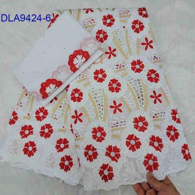 China Latest Fashion Ghana Cotton Lace African Embroidery Cotton Lace Set Viable Dry Swiss Lace Fabric For Party for sale