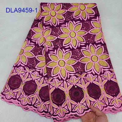 China Viable African Embroidery High Grade Cotton Fabric Perforated Beautiful Swiss Voile Lace Blended Cotton Color Eyelet Lace for sale