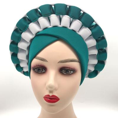 China Popular African Muslim Arab Muslim Space Muslim Adjustable Layer Hat Turban Auto Gele Gele for sale