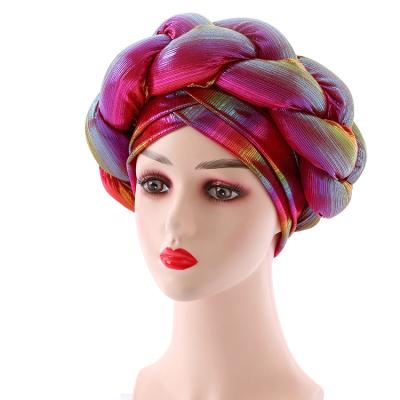 China New Wrap Hat African Muslim Arab Muslim Braid Hat African Exaggerated Auto Turban Gele for sale