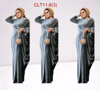 China New African Traditional Dress Design Plus Size Velvet Dresses For Women African Abaya Clothing With Stones for sale