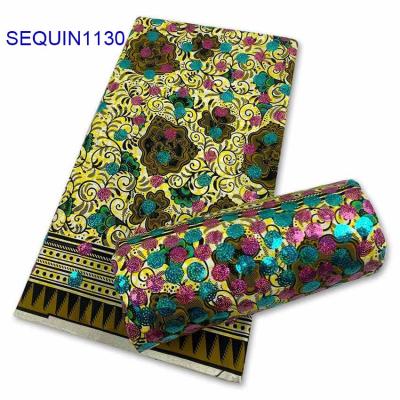 China Sequin Holland Wax Shrink-Resistant Prints In Stock African Sequin Wax Fabric Dresses 100% Real Wax Cotton for sale