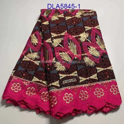 China Hot Selling Lastest Design 100% Cotton Ankara Holland Wax Print Fabrics Shrink-Resistant With Rope Lace for sale