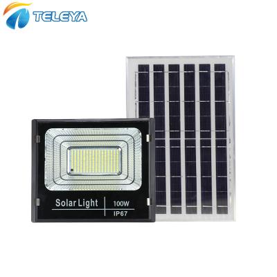 China Garden Teleya Sensor Smart Metal Wall 100W Flood Light Solar Power Halide Waterproof Flood Light With Stand for sale