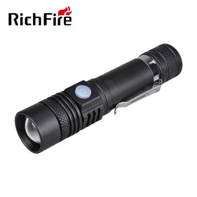 China Hot Sales Adjustable Focus RichFire USB Rechargeable Flashlight Led Torch Light Led Rechargeable Flashlight zu verkaufen