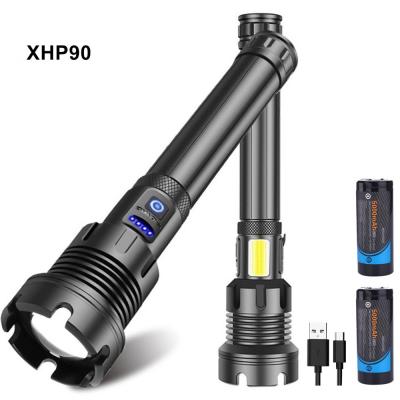 China Camping XHP90+ Powerful COB Led Flashlight 18650 Rechargeable Flashlight Tactical Torch Hunting Light Led Lamp à venda