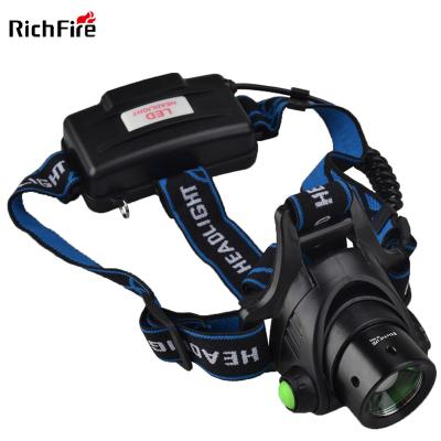 China USB Rechargeable Waterproof Headlight Flashlight RichFire Zoomable T6 LED Torch Head Camping zu verkaufen