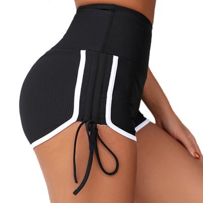 China Anti-Wrinkle OEM Services High Waist Sports Shorts Lace Up Quick Dry Comfy Butt Lift Fitness Yoga Running Sexy Short Shorts For Women for sale