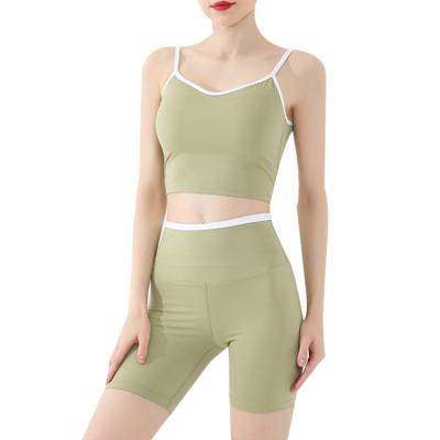 China High Quality Custom Made Comfortable High Waist QUICK DRY Tight Fit Halter Back Top Shorts Yoga Fitness Womens Shorts Two Piece Sets for sale