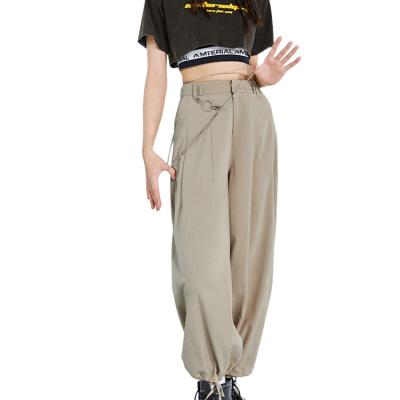 China QUICK DRY Manufacturer OEM Customized High-waisted Straight Leg Pants Ladies Solid Nylon Trousers Knitted Casual Women Long Cargo Pant for sale