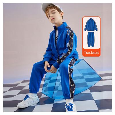 China Baisheng Casual Wear Custom Gym Fashion High End Casual Ink Rubber Printing Boys Clothing Set Over 2 Side 2 PCS Jacket Pant Kids Tracksuit for sale